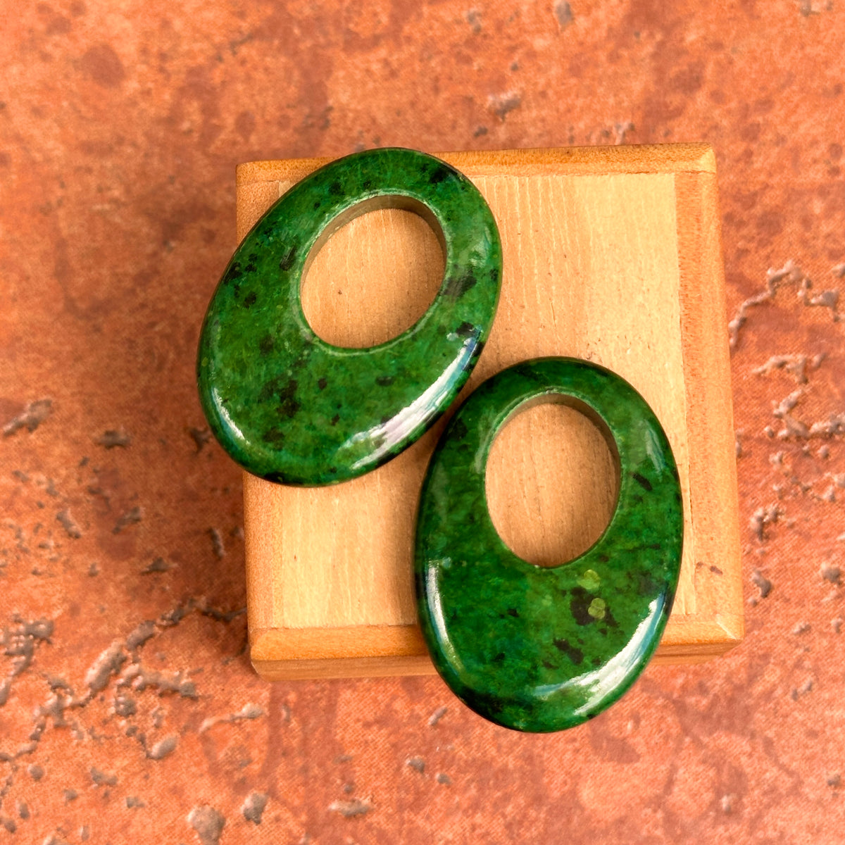 Estate Oval Green Gemstone Door Knocker Earring Charms