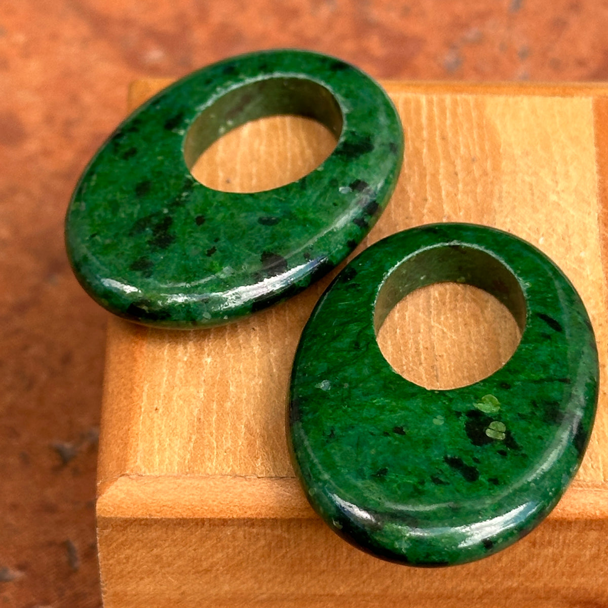 Estate Oval Green Gemstone Door Knocker Earring Charms