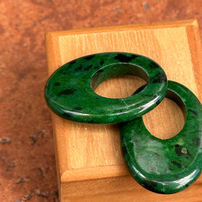 Estate Oval Green Gemstone Door Knocker Earring Charms
