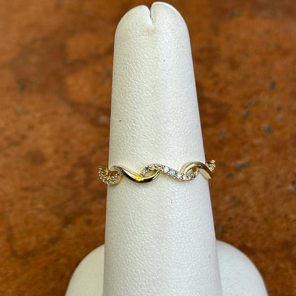 14KT Yellow Gold Round Diamond Stackable Band Ring