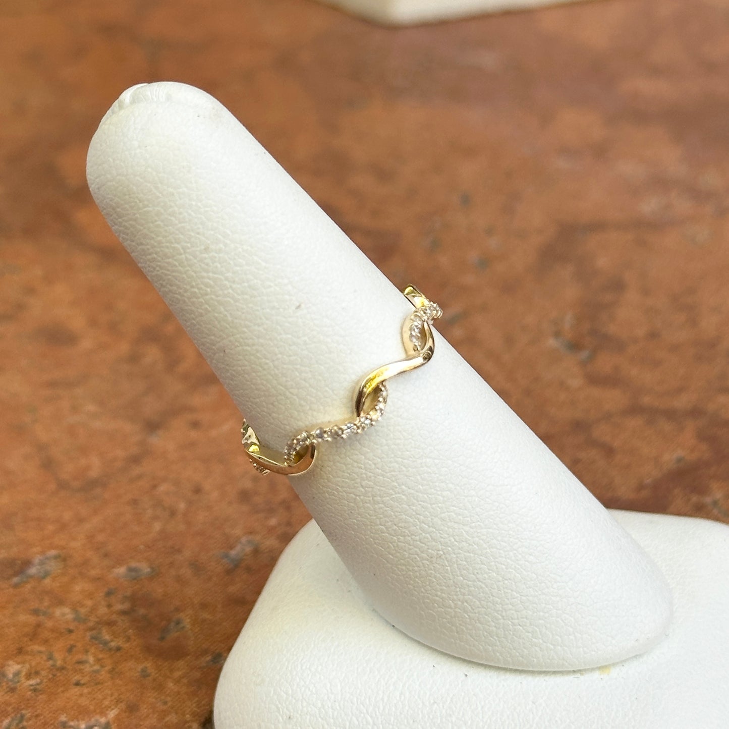 14KT Yellow Gold Round Diamond Stackable Band Ring