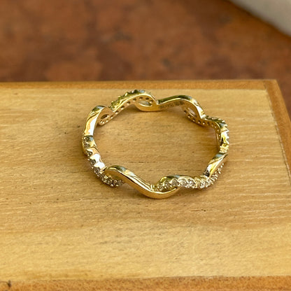 14KT Yellow Gold Round Diamond Stackable Band Ring