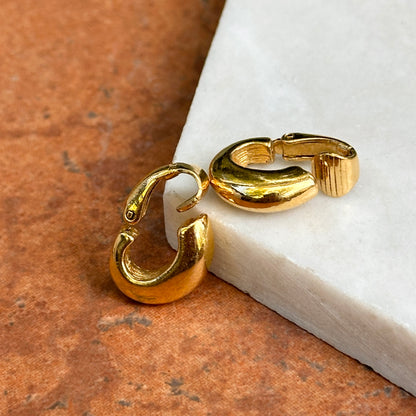 Estate Gold-Tone Huggie Hoop Clip-On Earrings