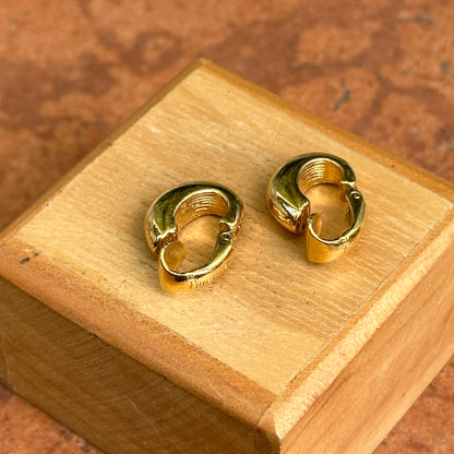 Estate Gold-Tone Huggie Hoop Clip-On Earrings