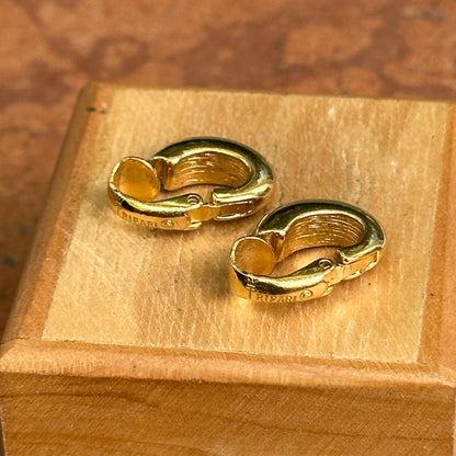 Estate Gold-Tone Huggie Hoop Clip-On Earrings