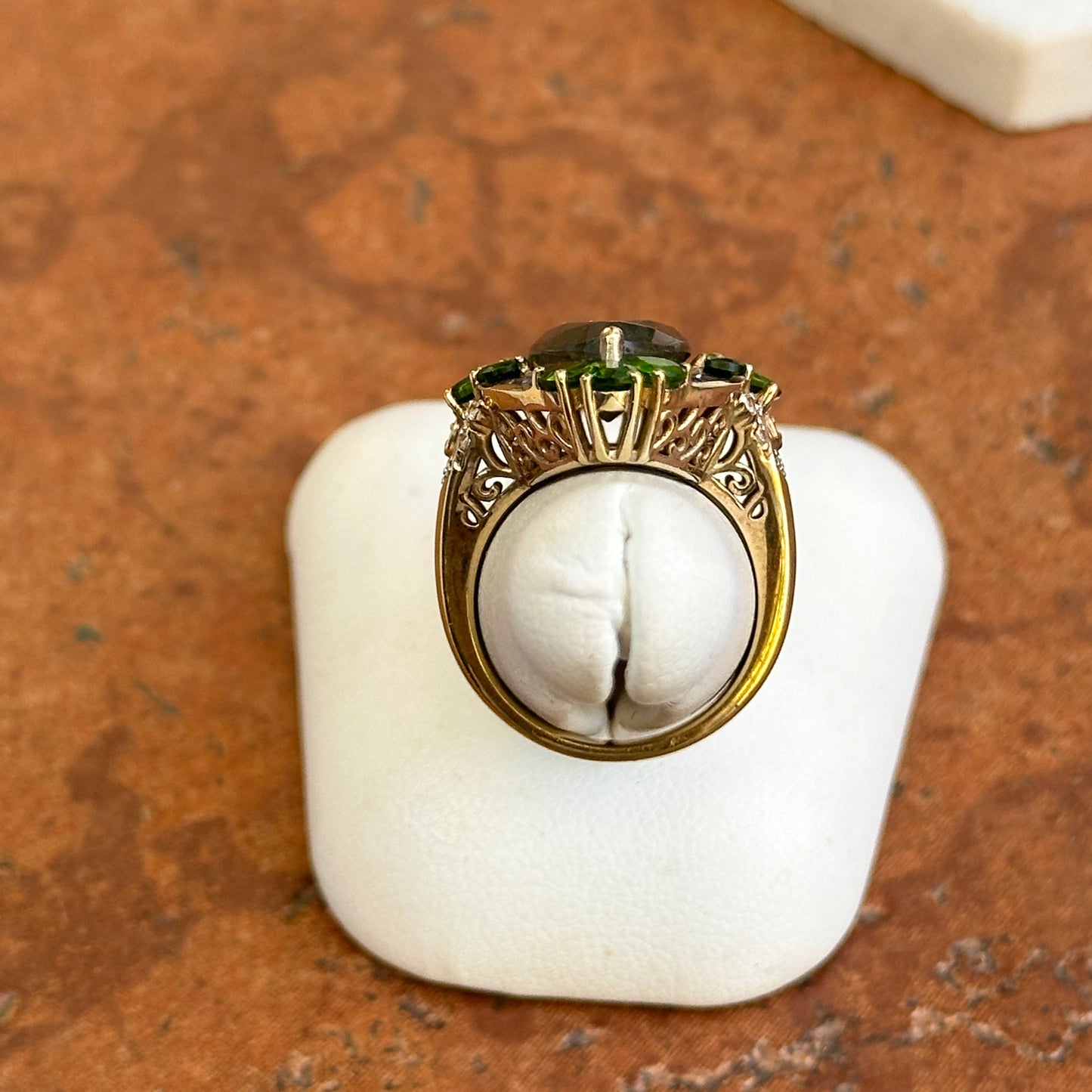 Sterling Silver Yellow Gold-Plated Marquise Labradorite Pear Chrome, Iolite, Cubic Zirconia Ring