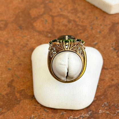 Sterling Silver Yellow Gold-Plated Marquise Labradorite Pear Chrome, Iolite, Cubic Zirconia Ring