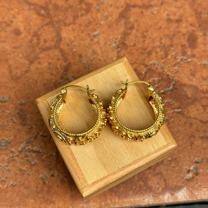 Sold Estate Yellow Gold-Plated Sterling Silver Byzantine Amethyst Peridot + Garnet Hoop Earrings - LSJ