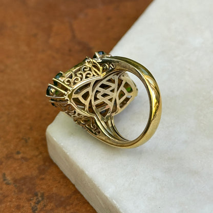 Sterling Silver Yellow Gold-Plated Marquise Labradorite Pear Chrome, Iolite, Cubic Zirconia Ring