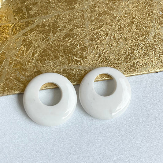 Estate White Stone Round Earring Charms