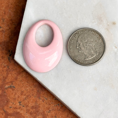 Estate Baby Pink Plastic Oval Door Knocker Earring Charms