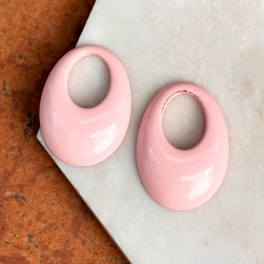 Estate Baby Pink Plastic Oval Door Knocker Earring Charms