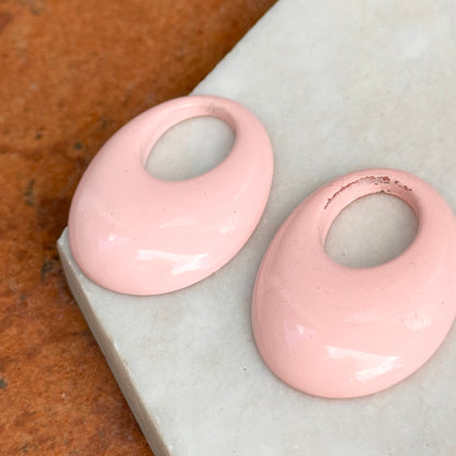 Estate Baby Pink Plastic Oval Door Knocker Earring Charms
