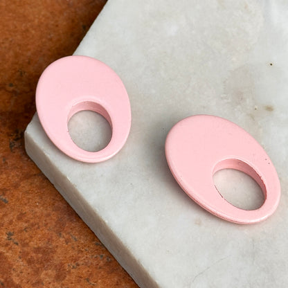 Estate Baby Pink Plastic Oval Door Knocker Earring Charms
