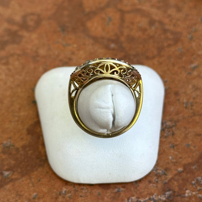 Sterling Silver Yellow Gold-Plated Labradorite, Moonstone, Iolite, and Cubic Zirconia Ring