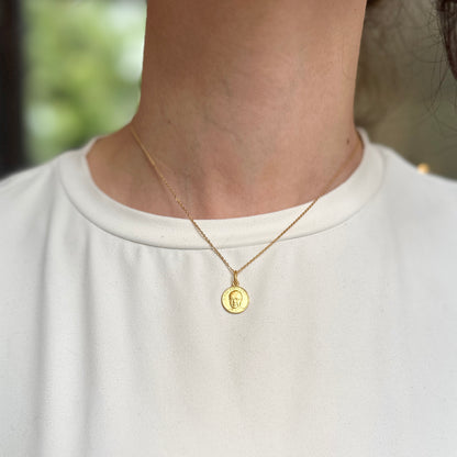 18KT Yellow Gold St Josemaria Escriva Medal Pendant 12mm