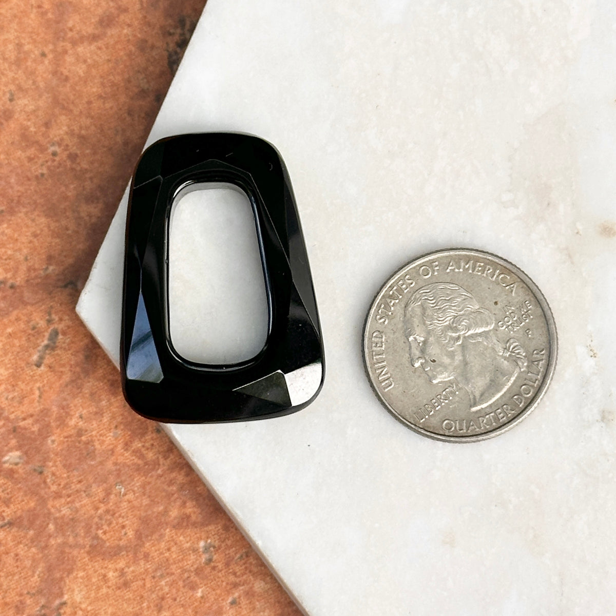 Estate Black Onyx Faceted Elongated Rectangle Pendant