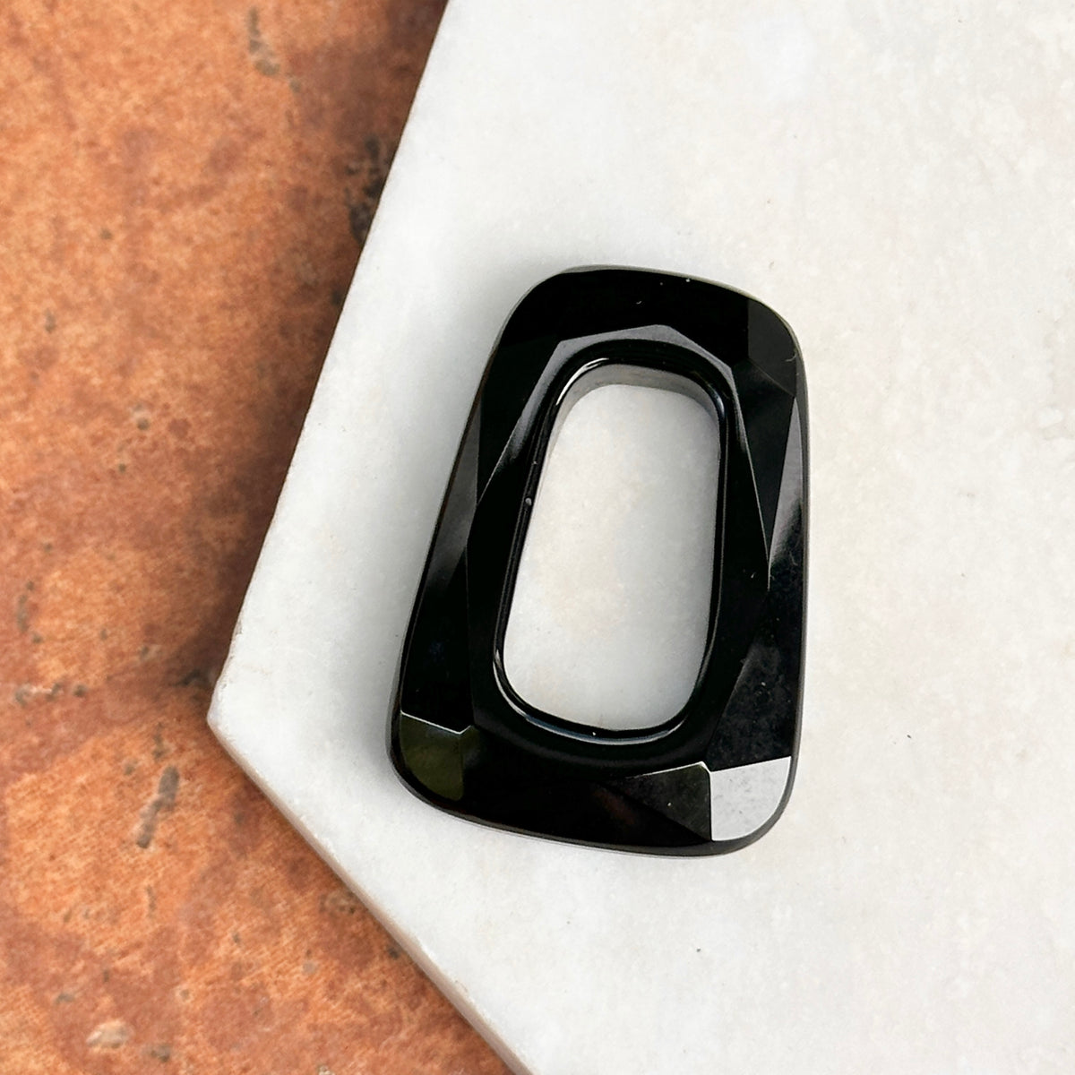 Estate Black Onyx Faceted Elongated Rectangle Pendant