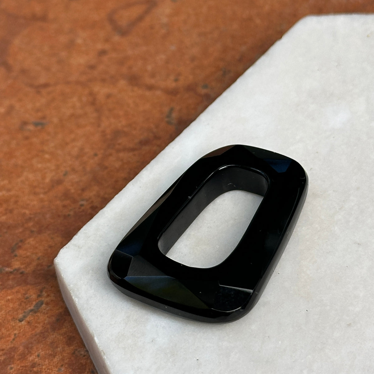 Estate Black Onyx Faceted Elongated Rectangle Pendant