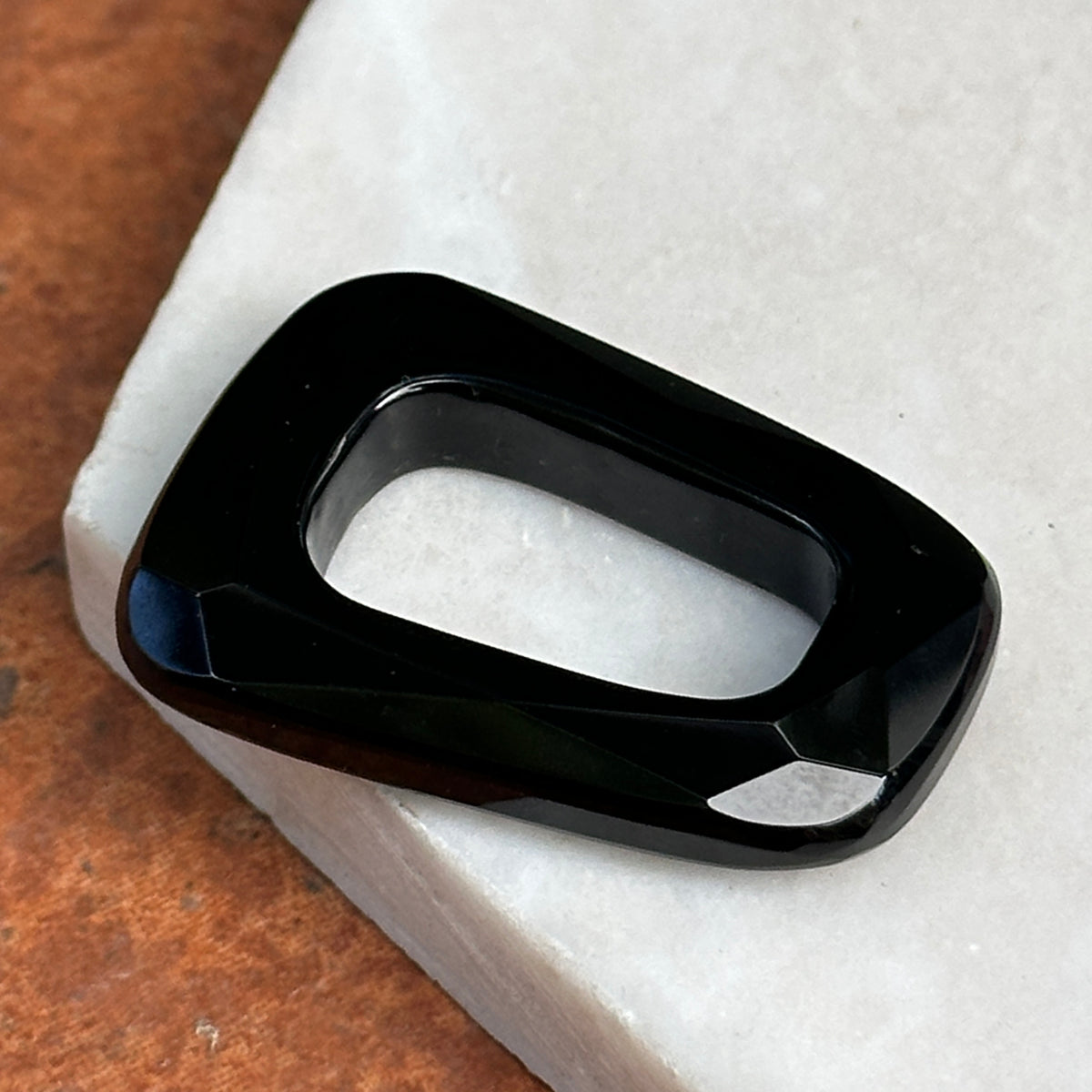 Estate Black Onyx Faceted Elongated Rectangle Pendant