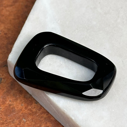 Estate Black Onyx Faceted Elongated Rectangle Pendant