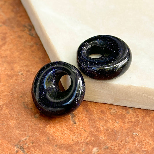 Estate Dark Blue Sparkle Round Donut Earring Charms