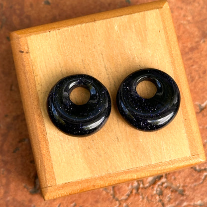 Estate Dark Blue Sparkle Round Donut Earring Charms