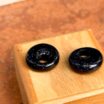 Estate Dark Blue Sparkle Round Donut Earring Charms