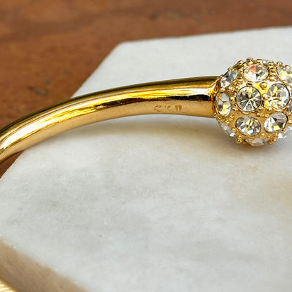 Yellow Gold-Plated Kenneth Jay Lane Crystal Removeable Ball Spring Cuff Bracelet