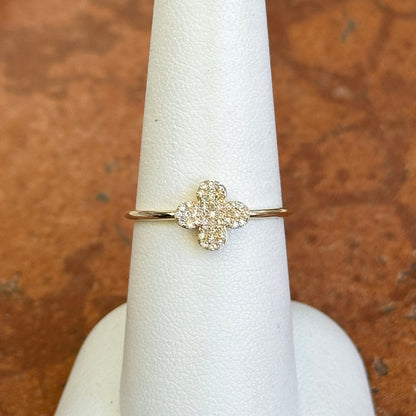 14KT Yellow Gold Round Diamond Clover Ring