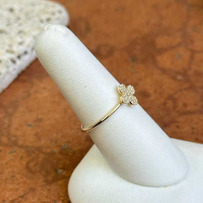 14KT Yellow Gold Round Diamond Clover Ring
