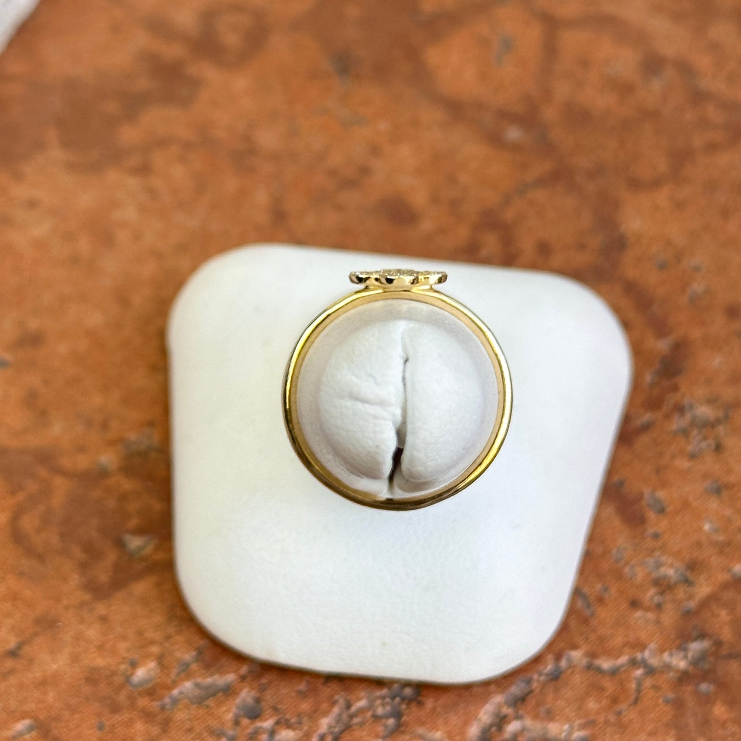 14KT Yellow Gold Round Diamond Clover Ring