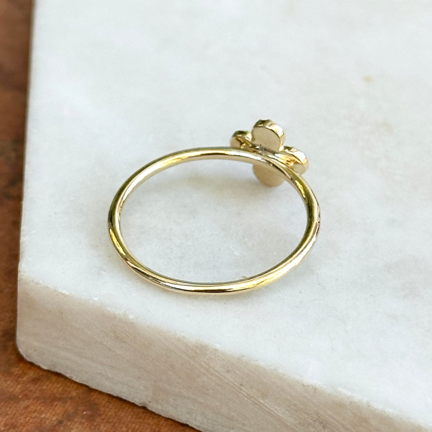 14KT Yellow Gold Round Diamond Clover Ring