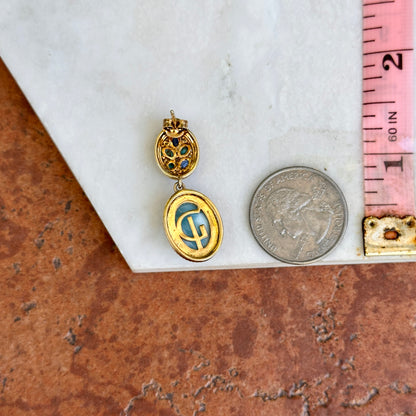 Yellow Gold-Plated Larimar, Kyanite, Sleeping Beauty Turquoise and Cubic Zirconia Drop Earrings