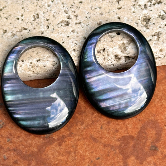 Estate Metallic Black Oval Door Knocker Earring Charms