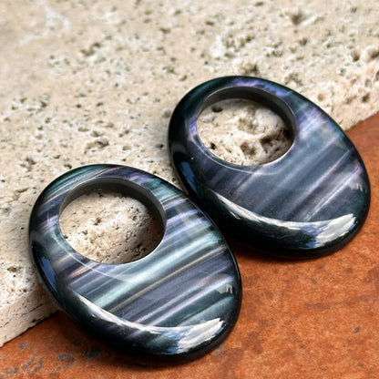Estate Metallic Black Oval Door Knocker Earring Charms