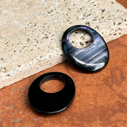 Estate Metallic Black Oval Door Knocker Earring Charms