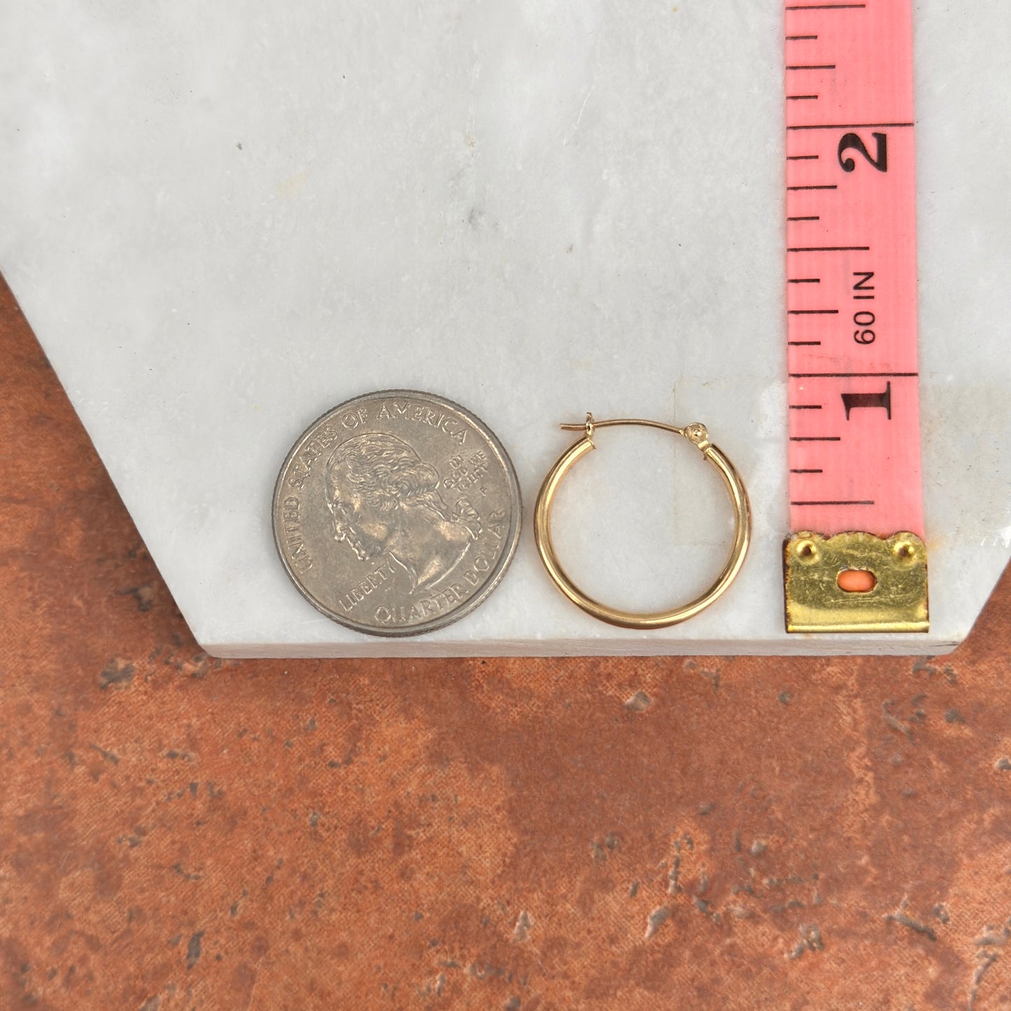 14KT Yellow Gold 2mm Tube Hoop Earrings 20mm - LSJ