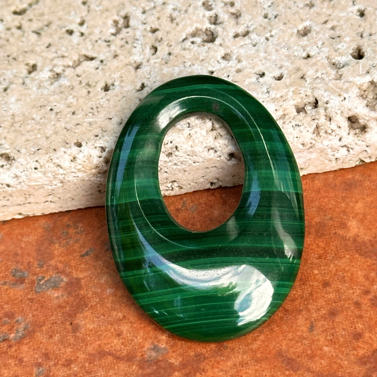 Estate Green Malachite Oval Pendant