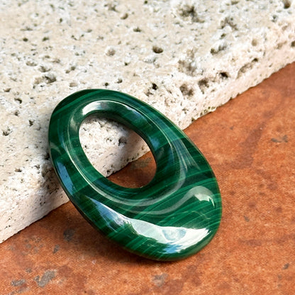 Estate Green Malachite Oval Pendant