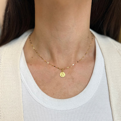 14KT Yellow Gold Matte St Lucy Lucia Medal Pendant Charm 10mm – LSJ