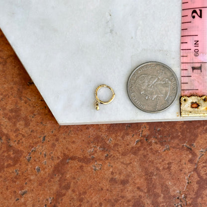 14KT Yellow Gold Small Round Diamond Huggie Hoop Dangle Earrings