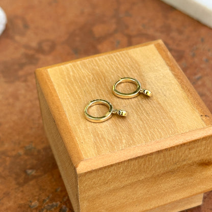 14KT Yellow Gold Small Round Diamond Huggie Hoop Dangle Earrings