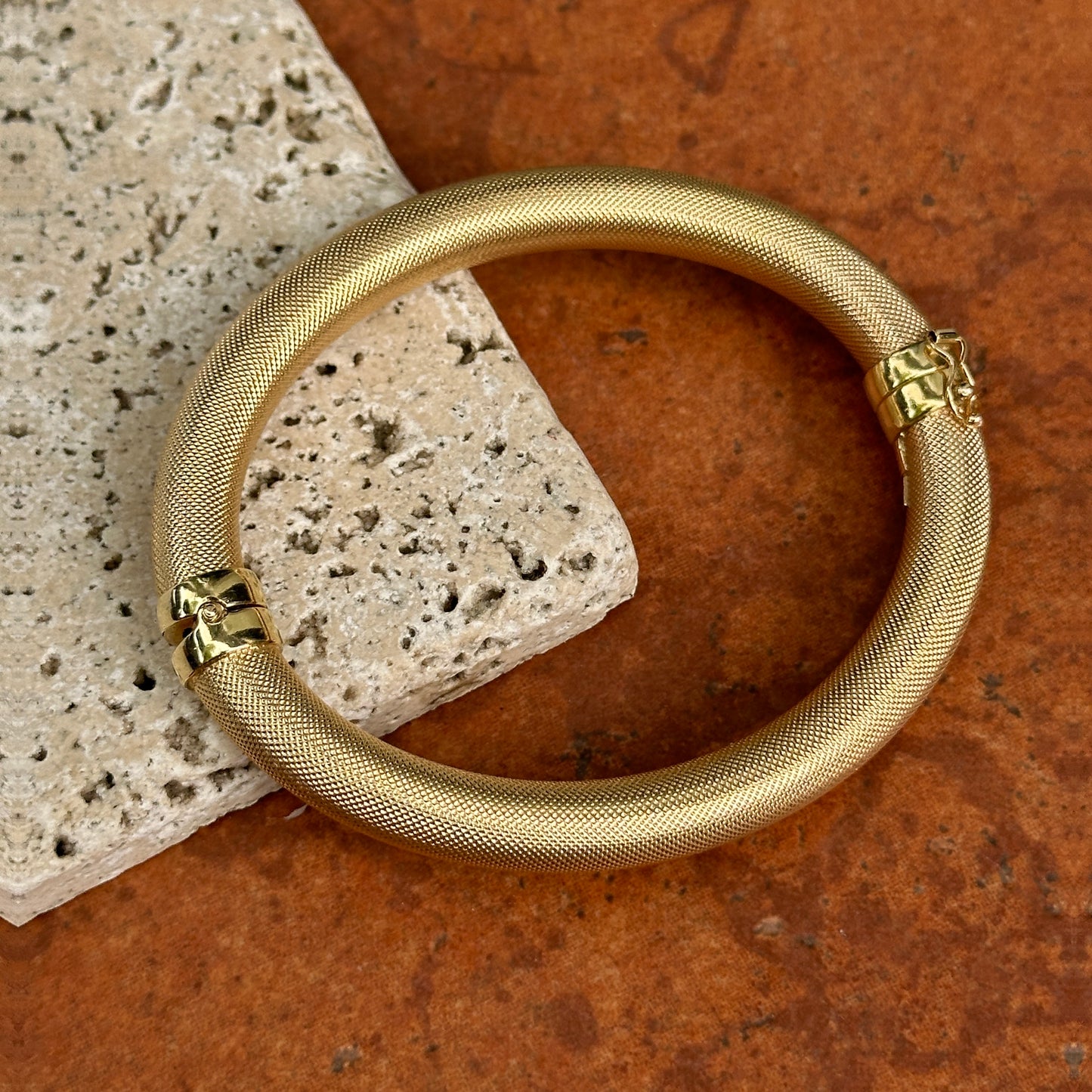 Estate 14KT yellow gold mesh bangle bracelet