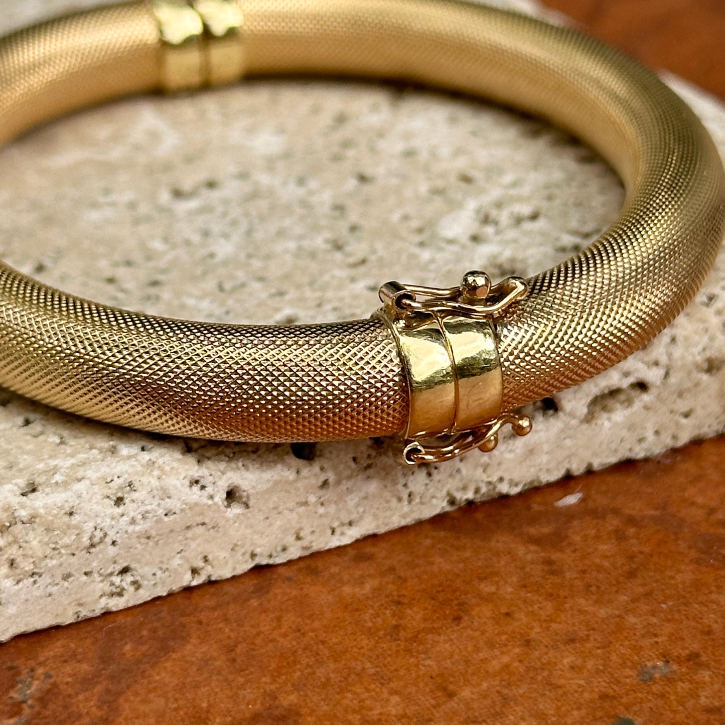 Estate 14KT yellow gold mesh bangle bracelet