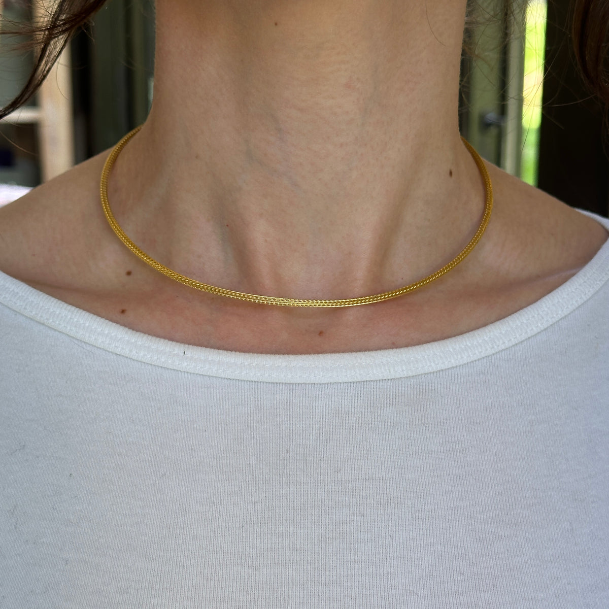 Gold-Plated Stainless Steel 2.5mm Mesh Cord Necklace