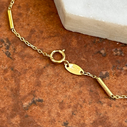 18KT Yellow Gold Clover Cut-Out + Bar Station Chain Bracelet