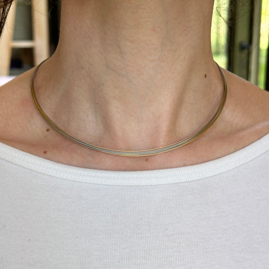 Stainless Steel Two-Tone 9-Strand Wire Necklace