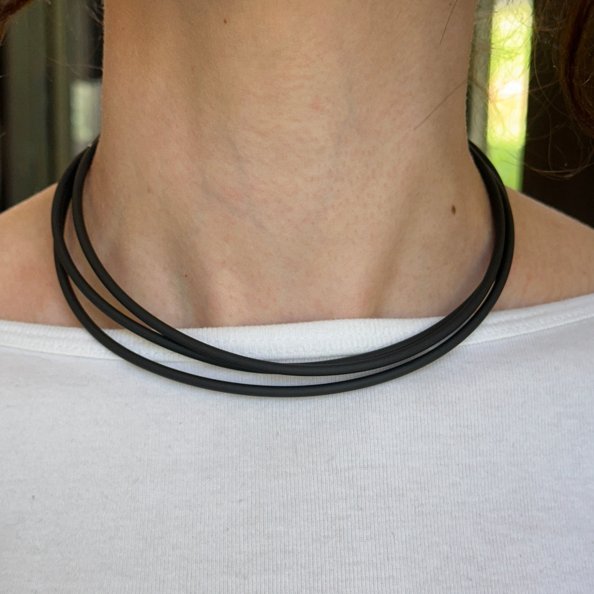 Stainless Steel Black 3mm Rubber Cord Necklace 47"