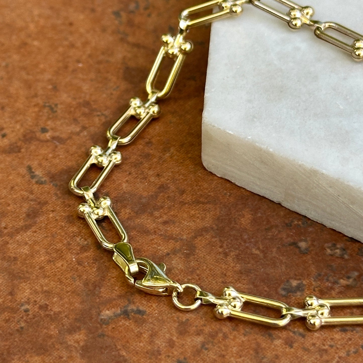 14KT Yellow Gold Hardware 5.5mm Link Chain Bracelet